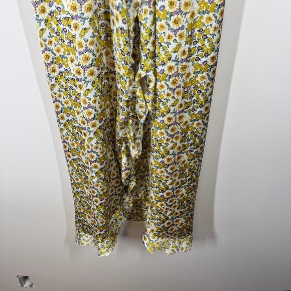 Heartloom Floral Yellow Midi Dress XS Smocked Back Ruffle Hem Adjustable Straps - Picture 6 of 13